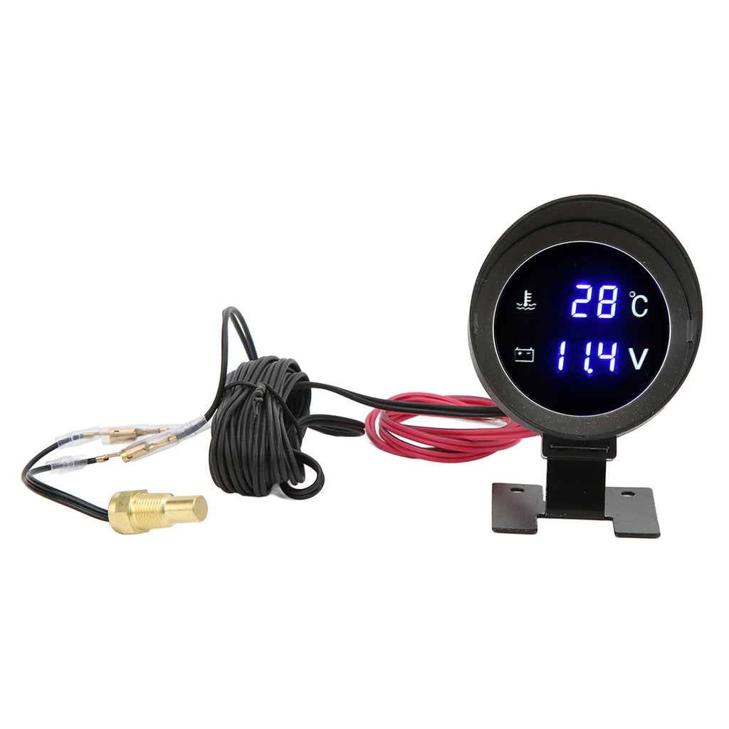 Round LED Water Temperature Gauge & Voltmeter | Car ATV Vehicle Gauge Meter Qme