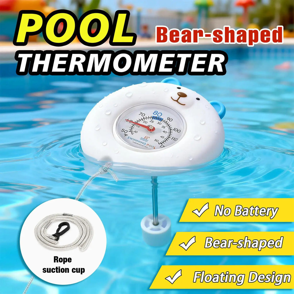 Floating Bear Pool Thermometer – Large Easy-Read Kids Gauge Pool Thermometer Qme