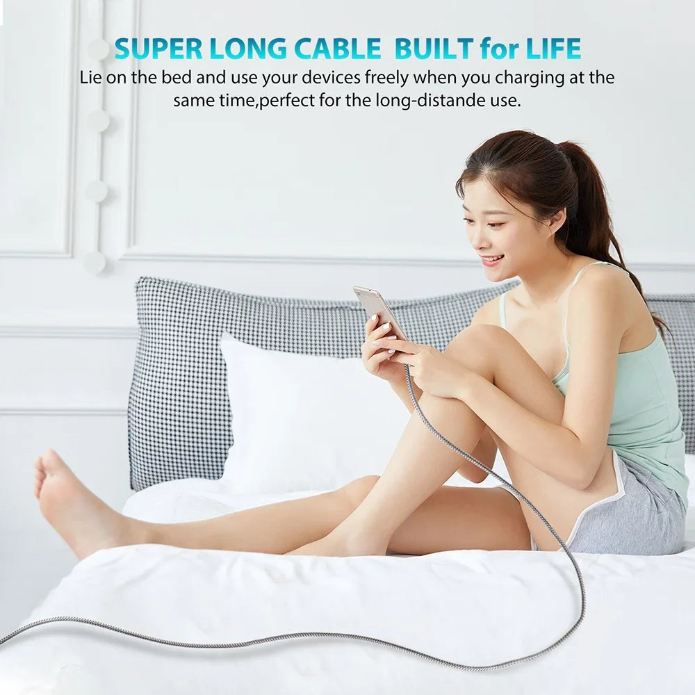 60W USB-C PD Fast Charging Cable – 1M to 8M | iPhone & Android USB-C Charging Cable Qme