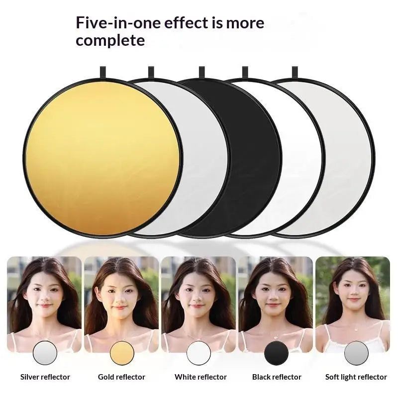 Collapsible Round Photography Reflector & Diffuser – 4 Surfaces Photography Reflector Qme