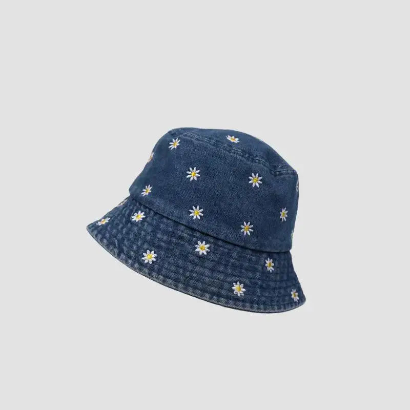 Women's Washed Denim Bucket Hat – Wide Brim Fisherman Cap Bucket Hat Qst A12