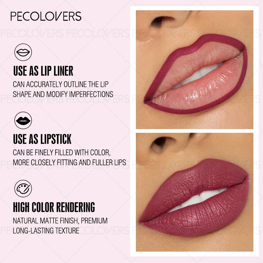 Qme Matte Lip Liner Pen – Waterproof & Long-Lasting, 6 Shades Matte Lip Liner Pen Qme