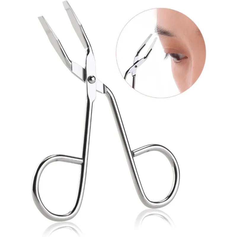 Stainless Steel Eyebrow Scissors & Flat Tip Tweezers Set Eyebrow Grooming Set Qme