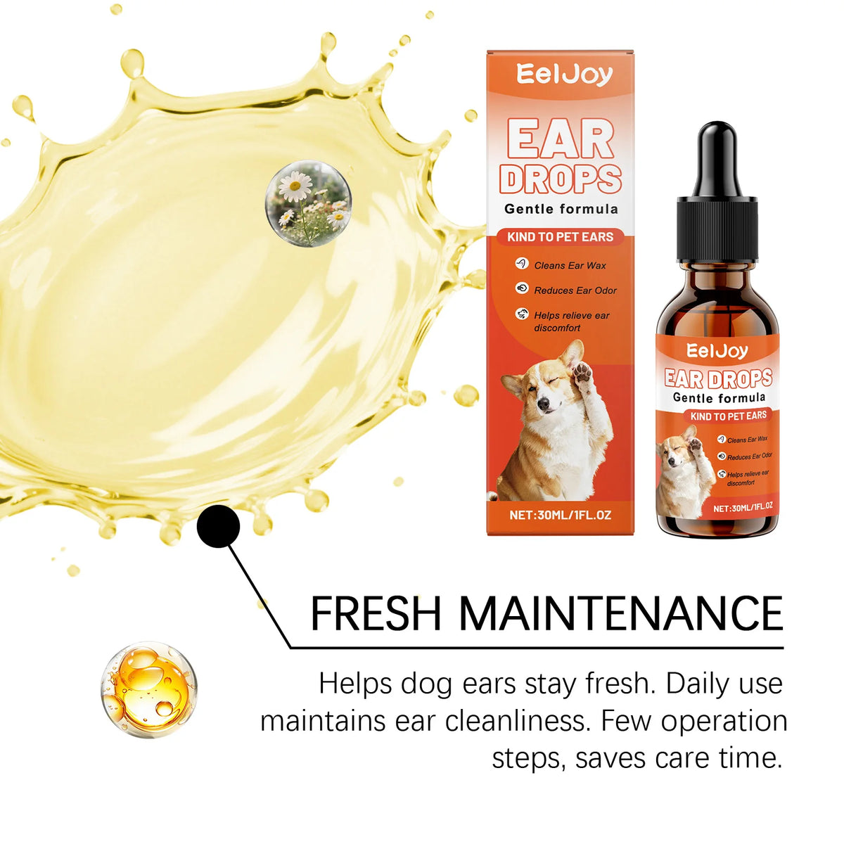 Pet Ear Cleaning Drops for Dogs & Cats – Daily Ear Care Pet Ear Cleaner Qst