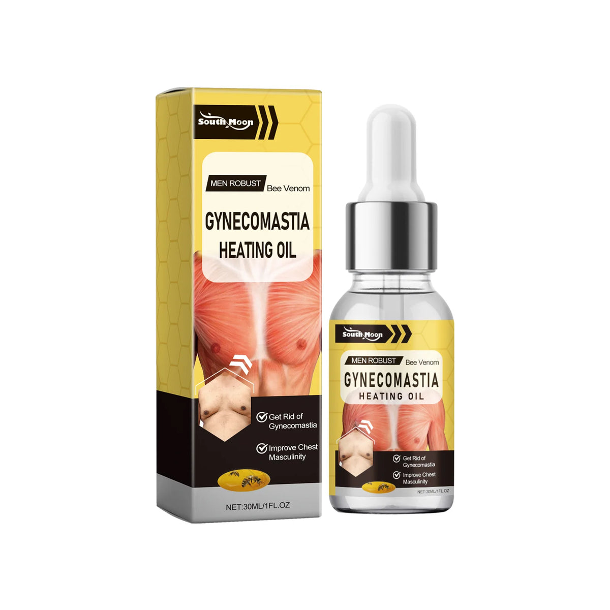 South Moon Men's Chest Firming Body Sculpting Essential Oil Body Sculpting Oil Qst 30ml boxed