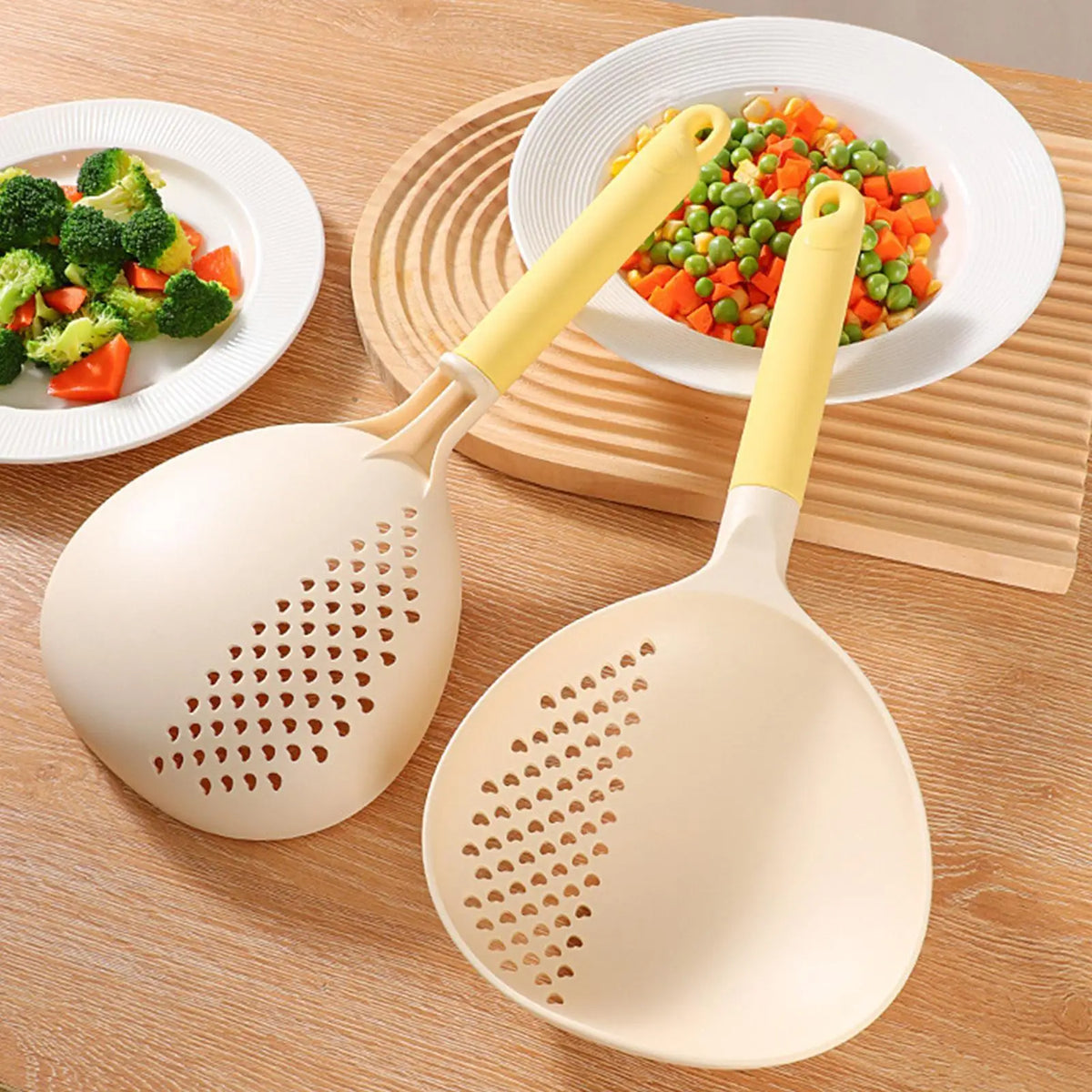 Large Perforated Ladle with Silicone Handle | Soup Spoon Perforated Cooking Ladle Qme
