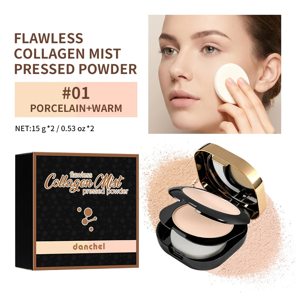 Collagen Dual-Layer Compact Powder – Oil Control Setting Makeup Compact Setting Powder Qst 01