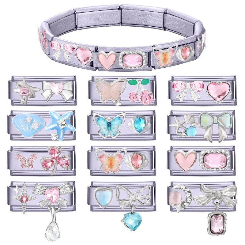 Zircon Starfish Butterfly Hand Chain Bracelet | Stainless Steel Charm Bracelet Qme