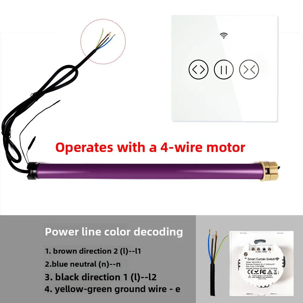 WiFi Smart Curtain Switch – Tuya App Control, Tempered Glass Smart Curtain Switch Qst