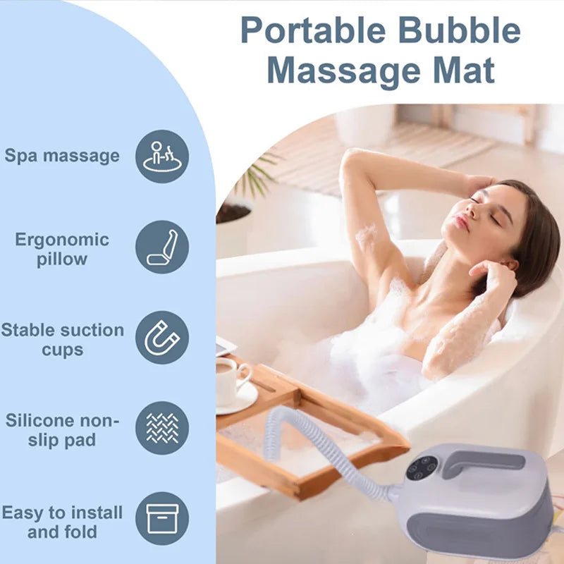 Spa Bubble Bath Mat – 300+ Jets, LED Light & Remote Control Spa Bath Mat Qst