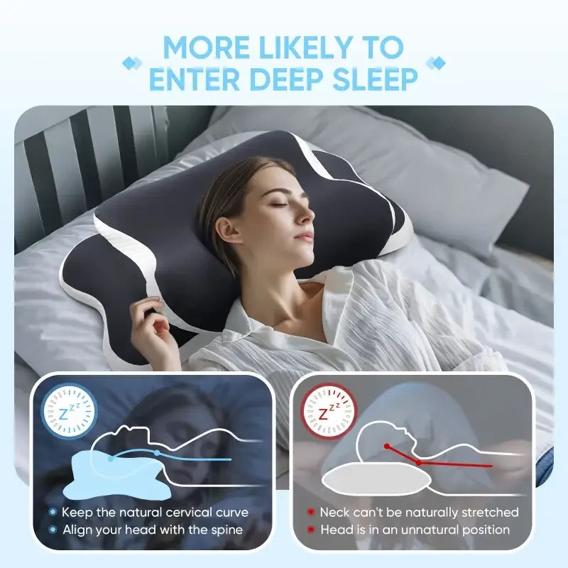 Ergonomic Memory Foam Butterfly Neck Pillow – Dual Height Memory Foam Pillow Qst