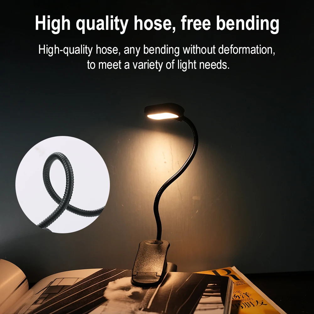 BORUIT Rechargeable Clip Book Light – 6 LED Warm & Cool Clip Reading Lamp Qst