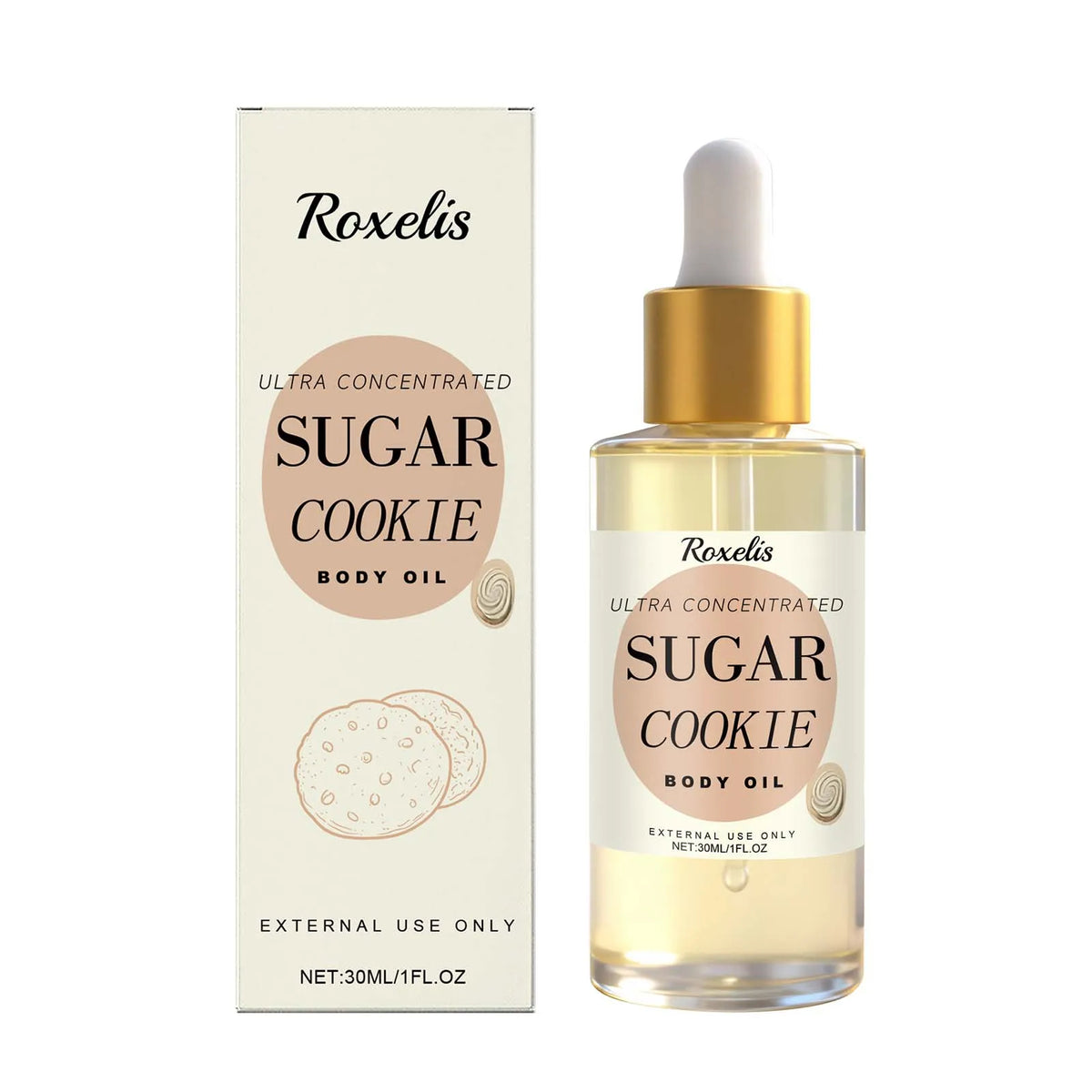 Sugar Cookie Fragrance Body Oil – Moisturizing & Nourishing Fragrance Body Oil Qme 30ml Boxed