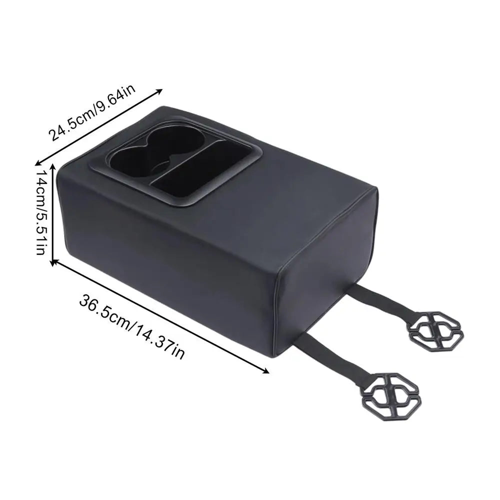 Universal Rear Seat Armrest Console Box with Cup Holders Car Armrest Organizer Qme black