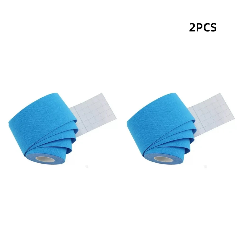 Kinesiology Sports Tape – Elastic, Waterproof, 18 Colors, 5m x 5cm Kinesiology Sports Tape Qme Light Blue-2pcs