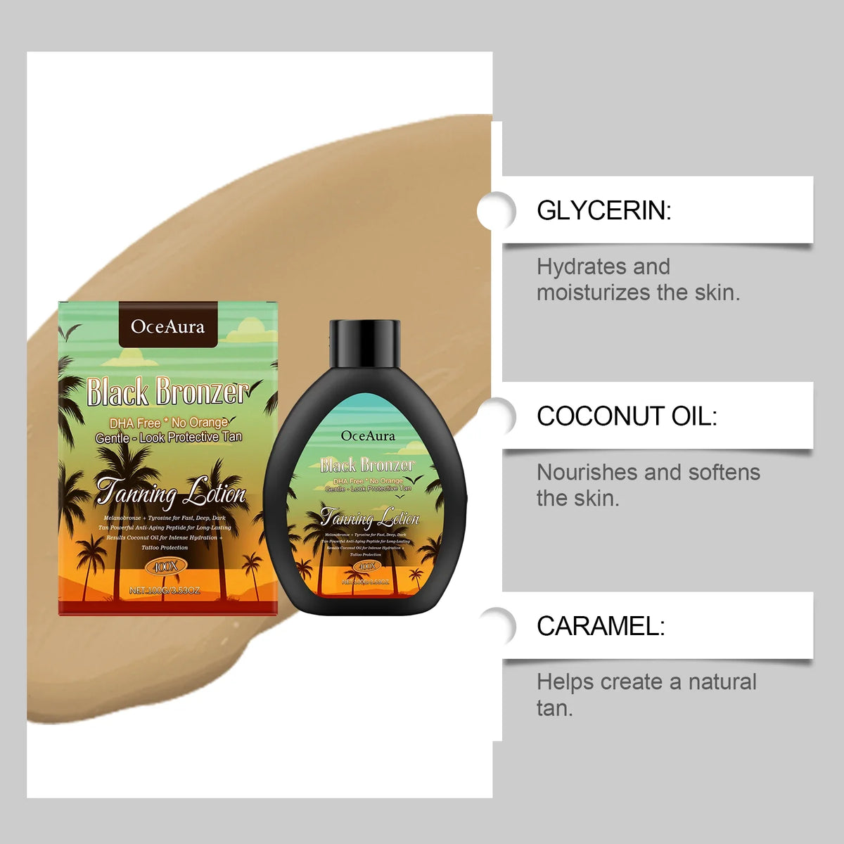 Coconut Tanning Lotion – Natural Bronzed Glow, Lightweight Tanning Lotion Qme