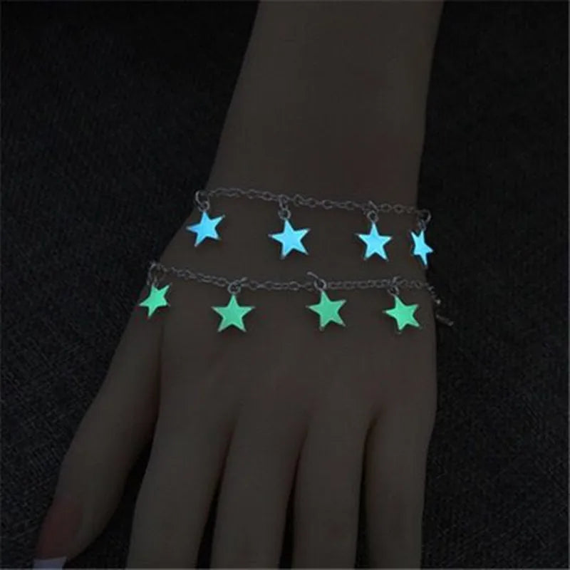 Glow in the Dark Bracelet – Heart Star Flower Fluorescent Glow Bracelet Qme
