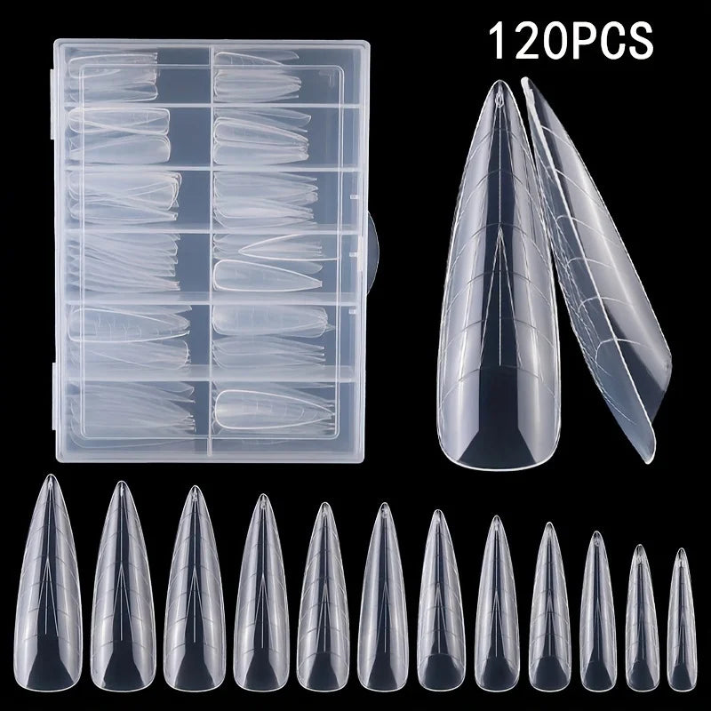 Crystal Nail Extension Mold Kit 120pc – Tips, Scale & Glue Nail Extension Kit Qme 120pcs box