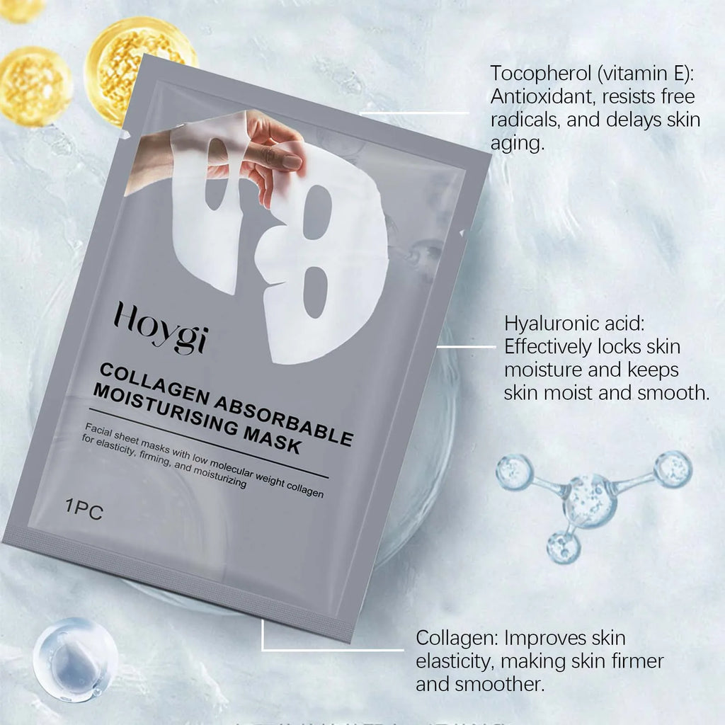 Hoygi Collagen Hyaluronic Acid Face Mask 4-Pack | Sheet Mask Collagen Sheet Mask Qst