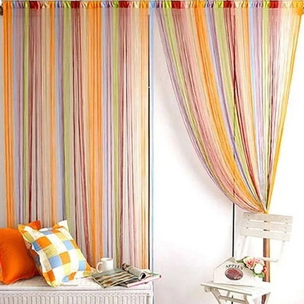 Multicolor String Curtain Wall Panel Fringe Room Divider 100x200cm String Curtain Panel Qme