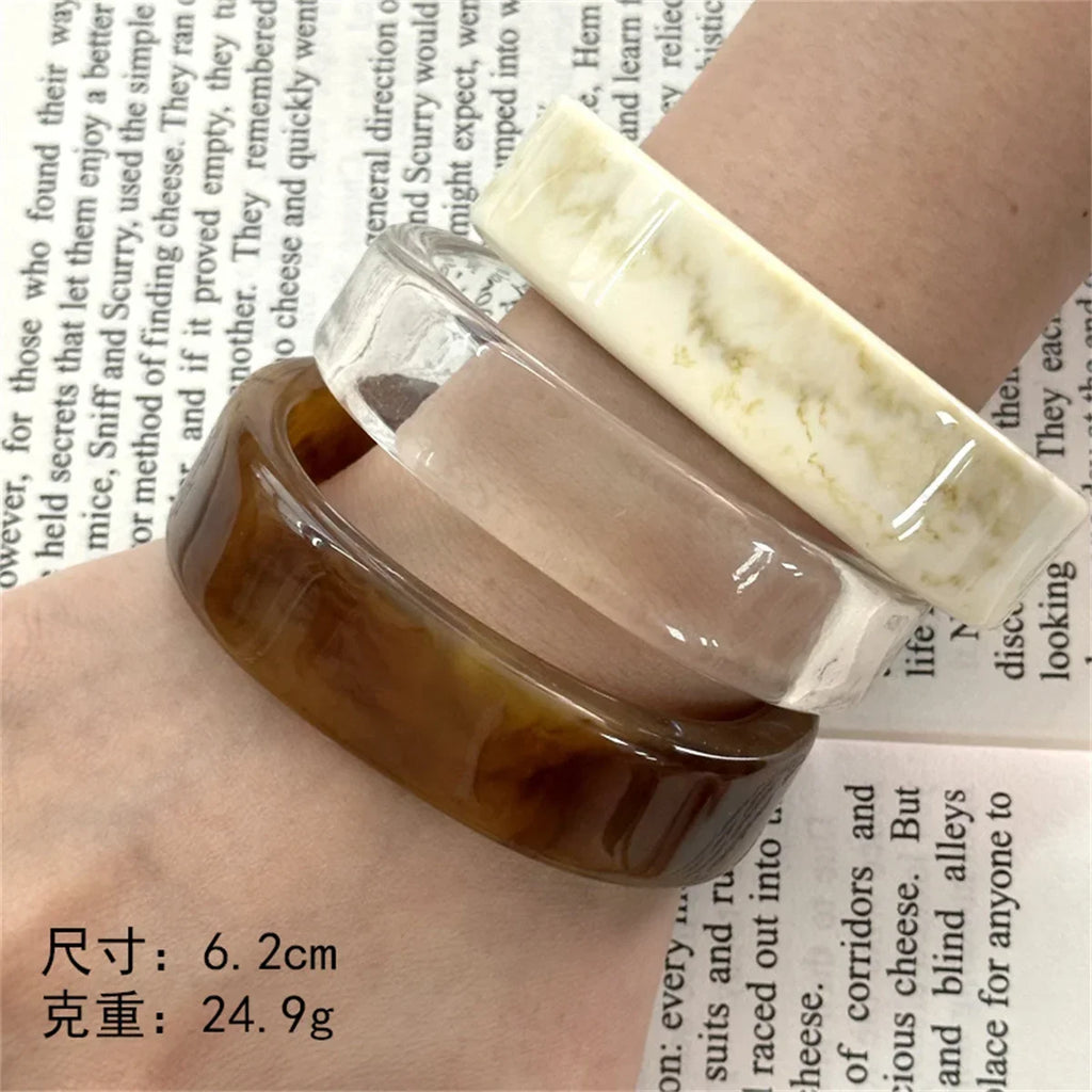 Y2K Chunky Acrylic Resin Wide Bangle Bracelet | Kpop Style Chunky Bangle Bracelet Qme