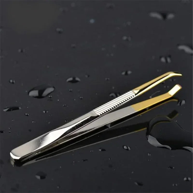 Stainless Steel Slant Eyebrow Tweezers – Precision Hair Removal Eyebrow Tweezers Qme