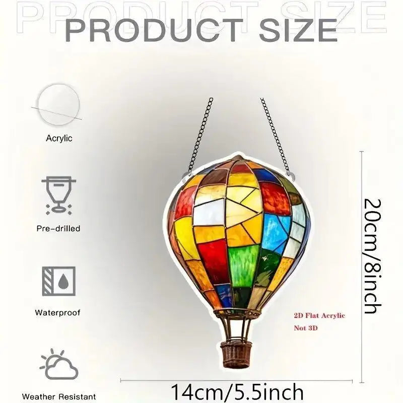2D Acrylic Hot Air Balloon Window Pendant | Light Catcher Window Pendant Ornament Qst B