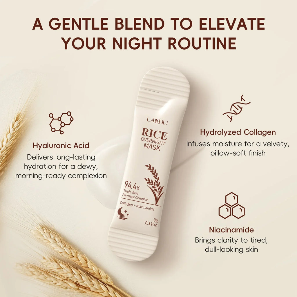Rice Raw Pulp Brightening Sleep Mask – Fade Dark Spots Overnight Sleep Mask Qme