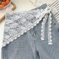 Frilly Lace Bandana Scarf – Triangle Head Wrap & Waist Belt Lace Bandana Scarf Qst StyleA one size