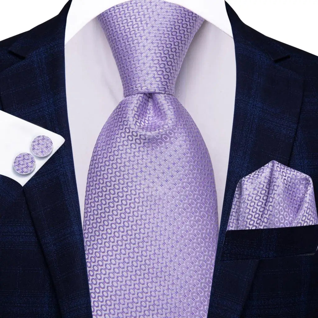 Hi-Tie Purple Silver Striped Silk Necktie – Men's Wedding Tie