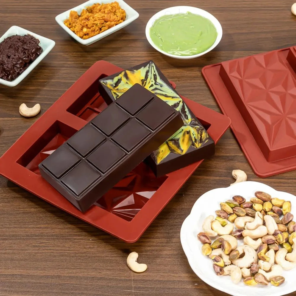 Dubai Chocolate Bar Silicone Mold – Large Thick Filling Bars Silicone Chocolate Mold Qme