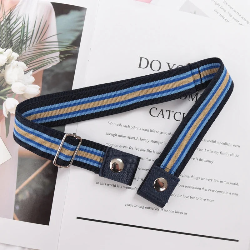 Women's Elastic Buckle-Free Canvas Waist Belt | 29 Colors Elastic Waist Belt Qme BEE-8 length 60-100cm China Mainland
