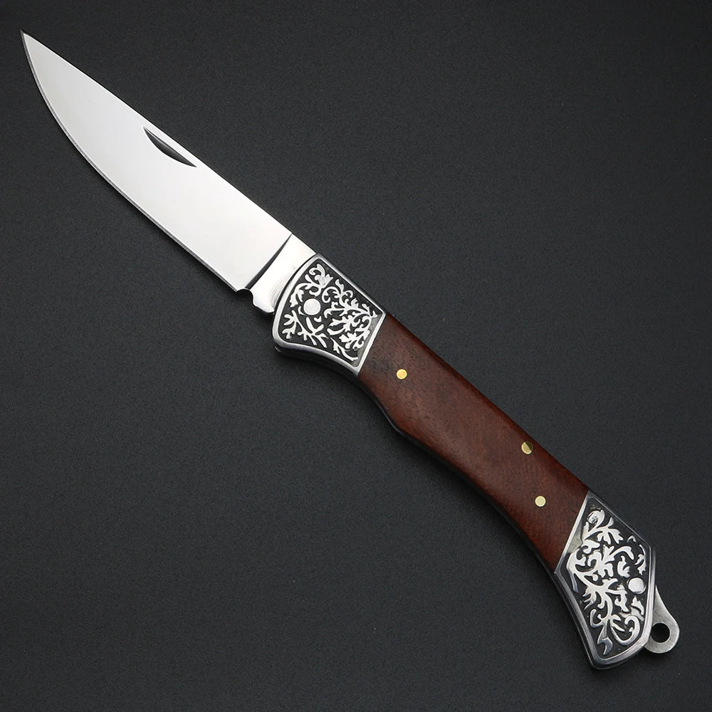 XUAN FENG Damascus Folding Knife – Wooden Handle Outdoor Blade Folding Pocket Knife Qst Red
