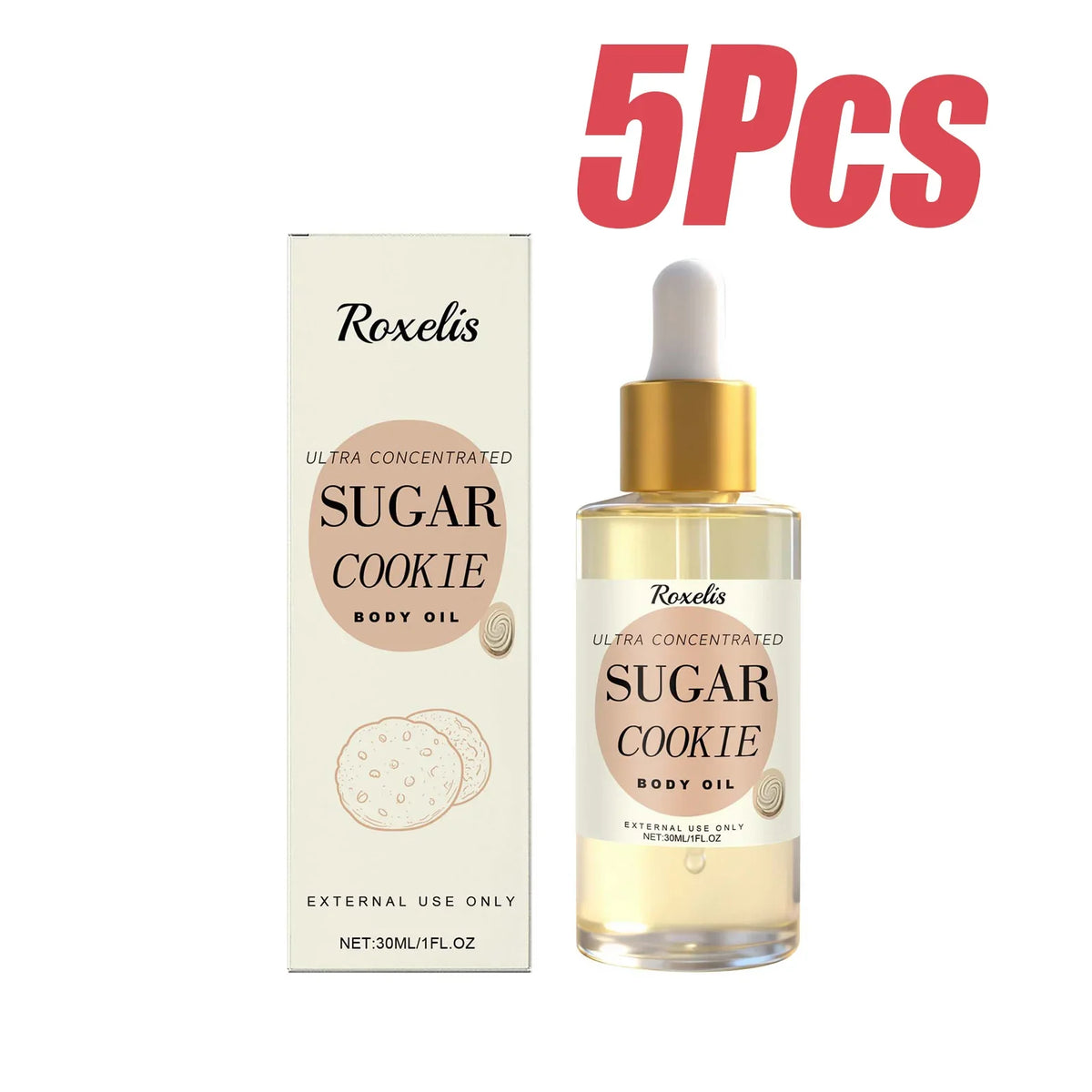 Sugar Cookie Fragrance Body Oil – Moisturizing & Nourishing Fragrance Body Oil Qme 5 x 30ml Boxed