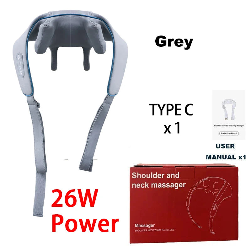 Shiatsu Neck & Shoulder Massager with LED Red Light | PAQIN Neck Shoulder Massager Qst GEN2-26W-GREY