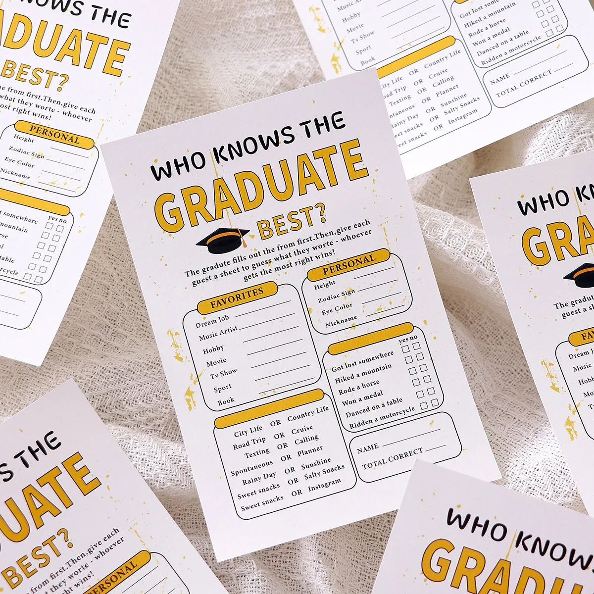 Graduation Game Cards – Creative Tabletop Party Set | 5 Colors Graduation Party Game Qme