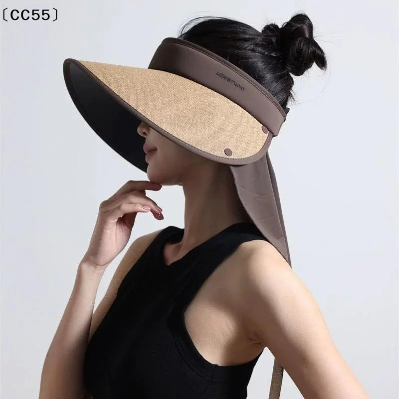 Women's Wide Brim Open-Top Foldable Sun Hat | UV Shade Wide Brim Sun Hat Qst