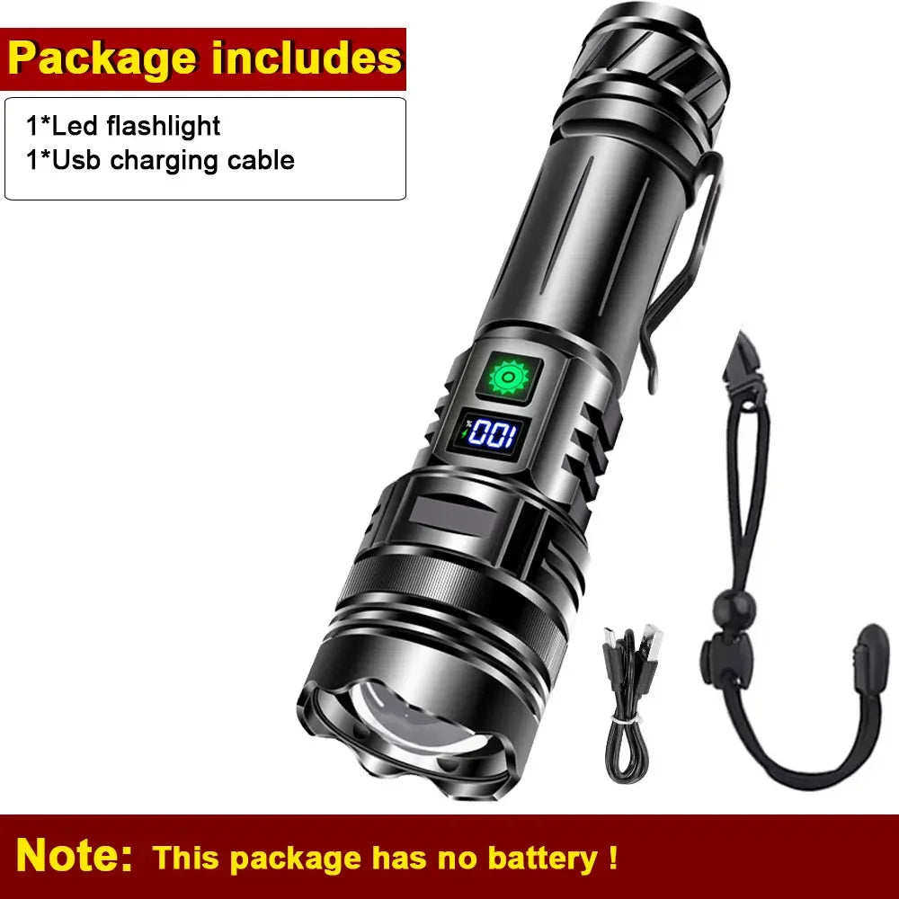 Super Bright Rechargeable LED Tactical Flashlight 500m Beam Tactical Flashlight Qst Without battery ZOOM