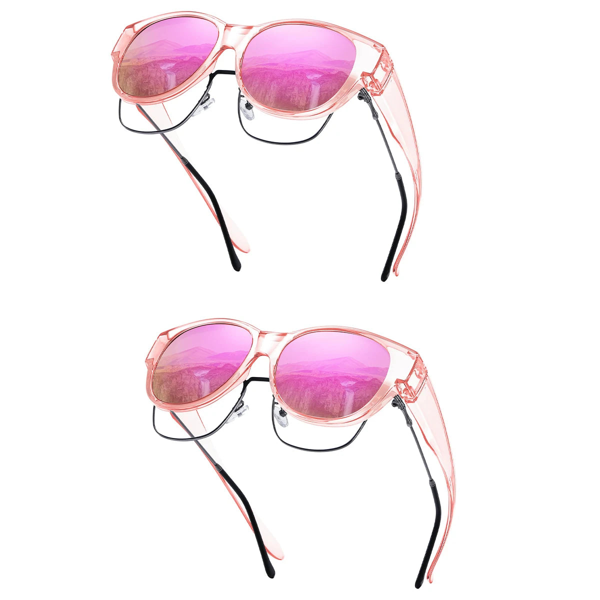 VOPHA 2-Pack Oversized Fit-Over Polarized Sunglasses UV400 Fit-Over Sunglasses Qst T03-2PC-4