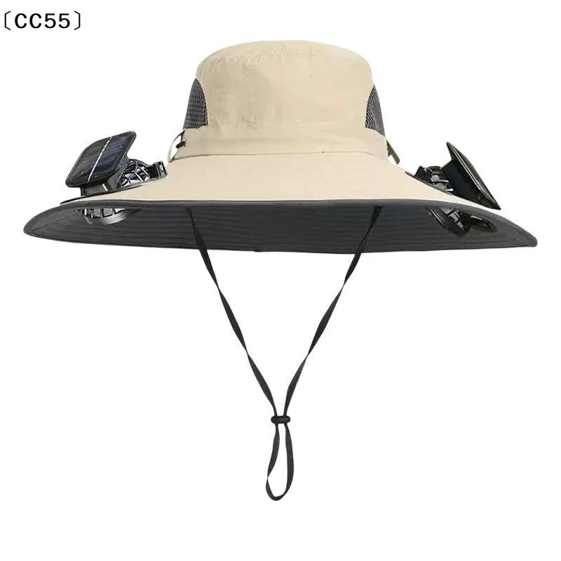 Solar Fan Bucket Hat UPF 50+ Quick Dry Outdoor Sun Hat Solar Fan Sun Hat Qst