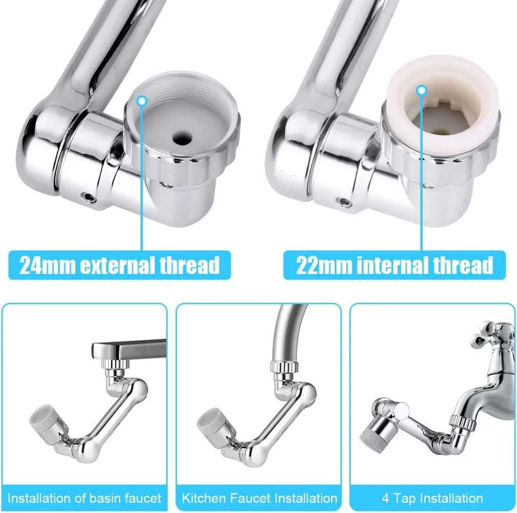 Universal 1080° Rotary Faucet Aerator Extender Splash Nozzle Faucet Aerator Extender Qme