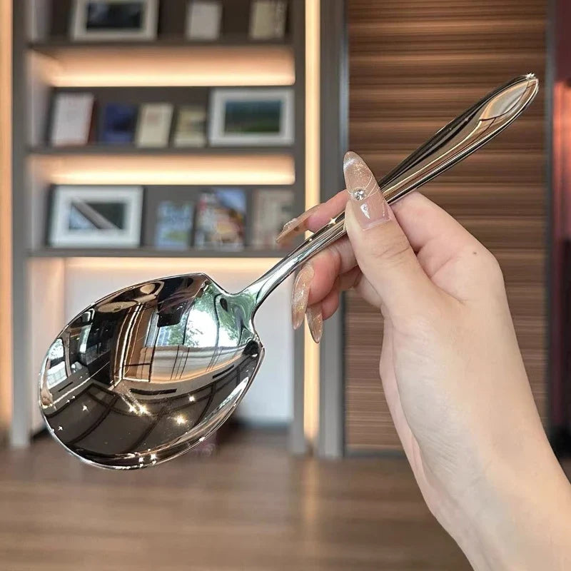 Stainless Steel Thickened Large Serving Spoon – Durable Serving Spoon Qme Silver L