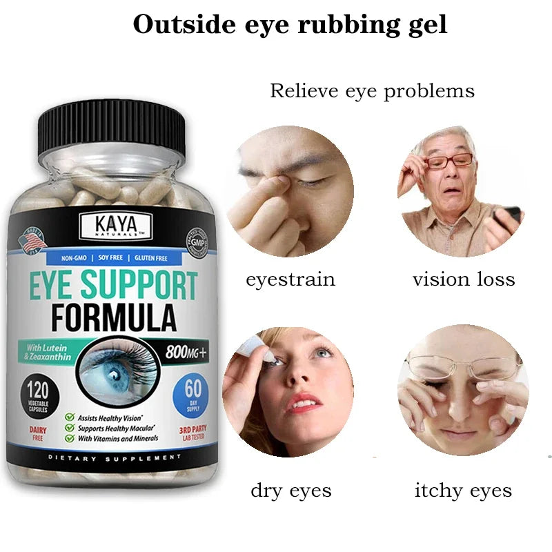 Eye Vitamins Lutein Zeaxanthin & Bilberry Extract | 30/60/120ct Eye Health Supplement Qst