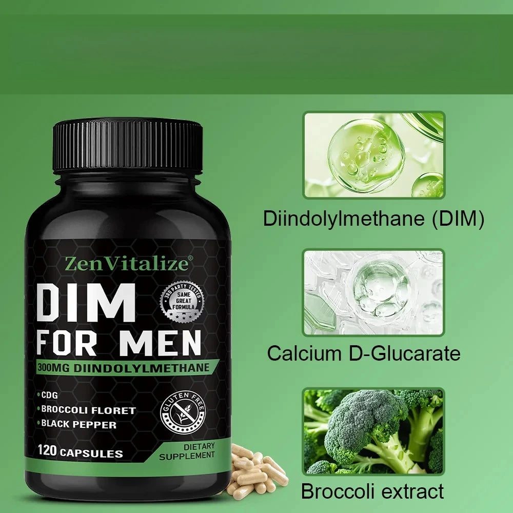 ZENVITALIZE DIM 300mg Men's Supplement – Broccoli & Black Pepper Men's Health Supplement Qst