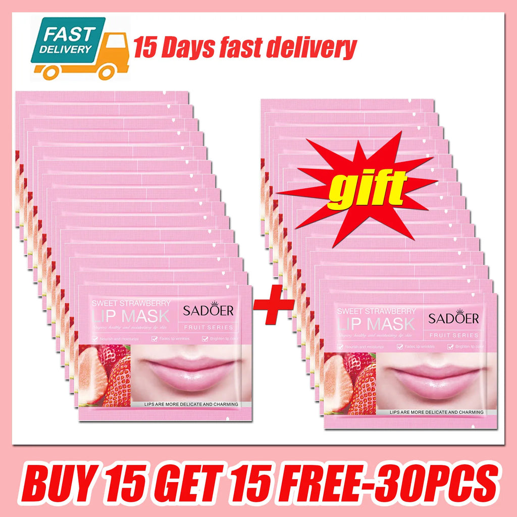 Pink Strawberry Collagen Lip Mask – Hydrating Gel Patches Lip Mask Patches Qst Buy 15 get 15-30pcs