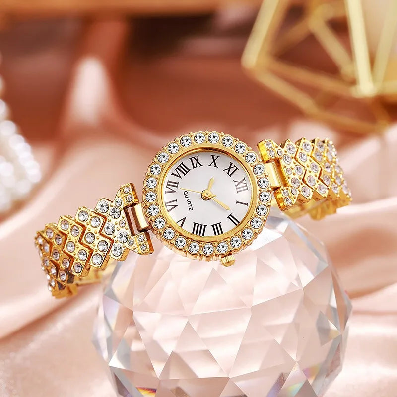 Women's Rhinestone Quartz Watch & Crystal Bracelet Set Crystal Bracelet Watch Qme