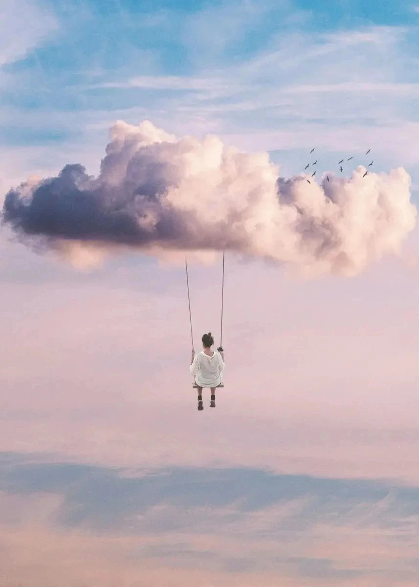 Whimsical Cloud People Canvas Wall Art Print – Modern Décor Canvas Wall Art Qst