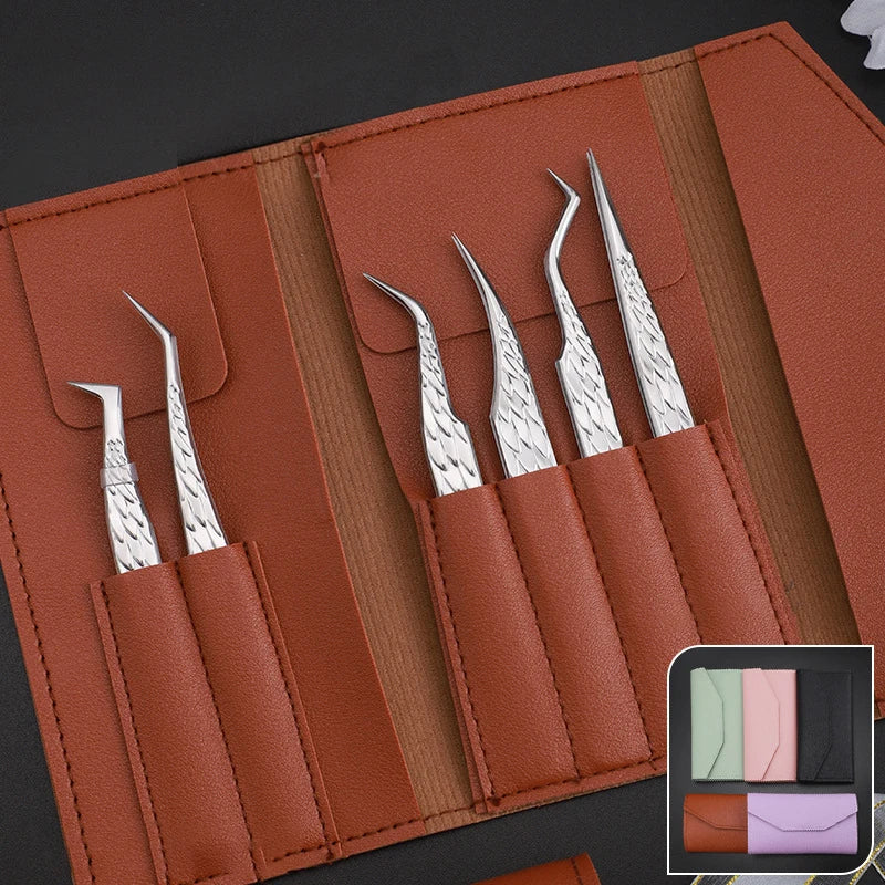 Qme High-Precision False Eyelash Tweezers Set – 6 Pcs Eyelash Tweezers Set Qme