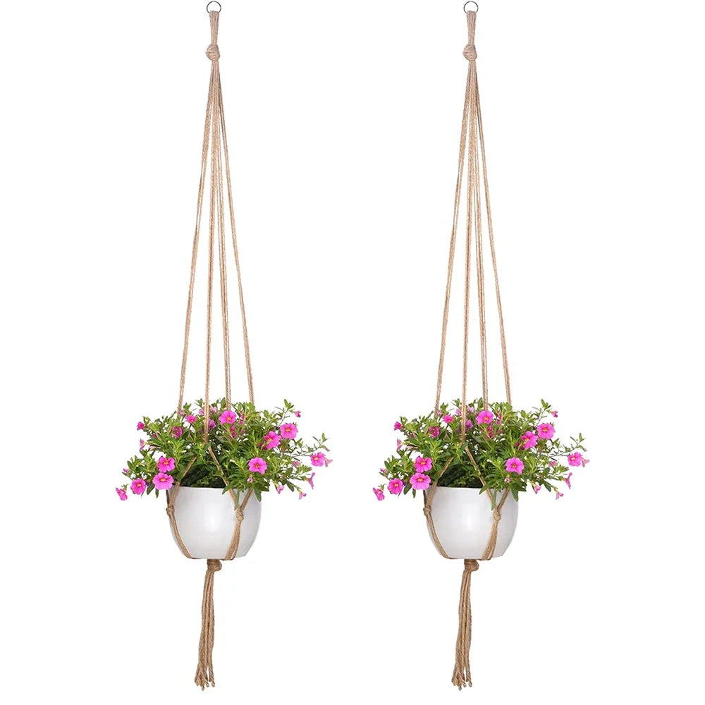 Handwoven Cotton Hemp Rope Hanging Planter Net | 3 Sizes Hanging Planter Net Qme