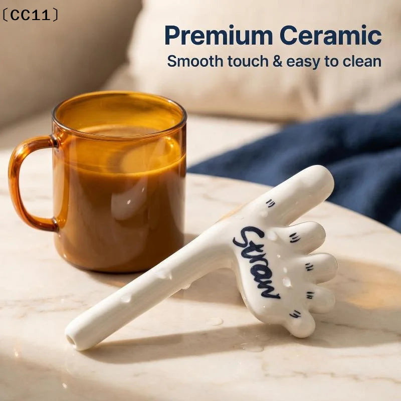 Ceramic Foot-Shaped Reusable Drinking Straw – Funny Cute Gift Novelty Drinking Straw Qme